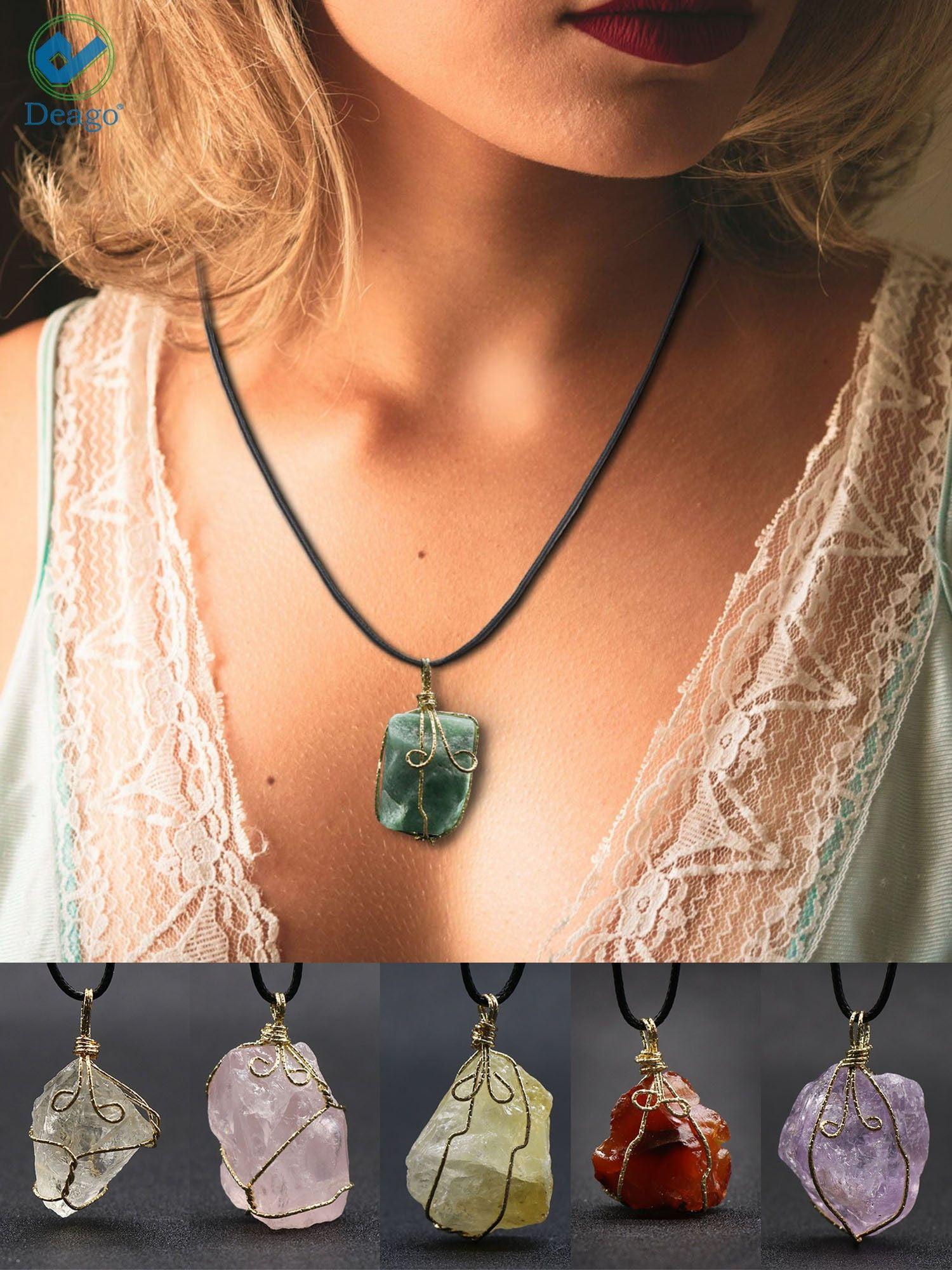 Pendant Hexagonal Healing Crystal Necklace Natural Stone Necklace Amethyst  | eBay